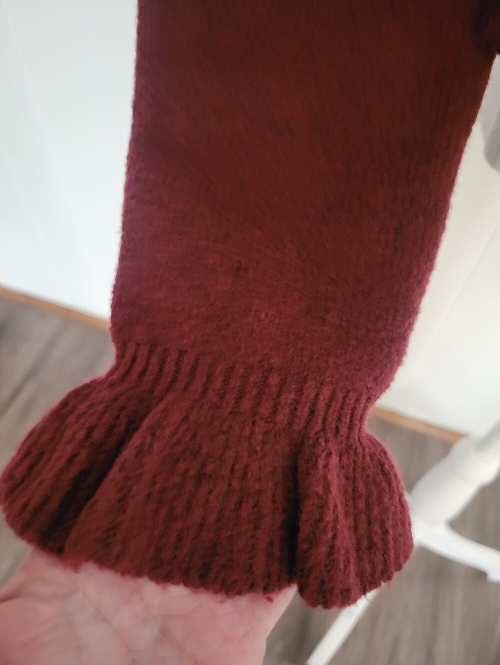 NWT Willow & Wind Ruffle Trim Cardigan Sweater Burgundy Frill Coquette Girl MD - Picture 4 of 9